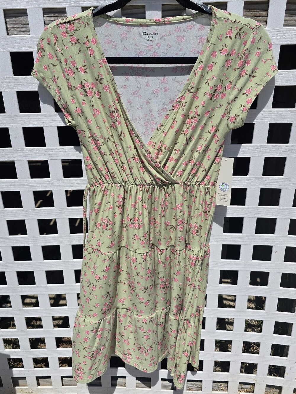 No Boundaries Mint Green Floral Tie-Waist Sundress